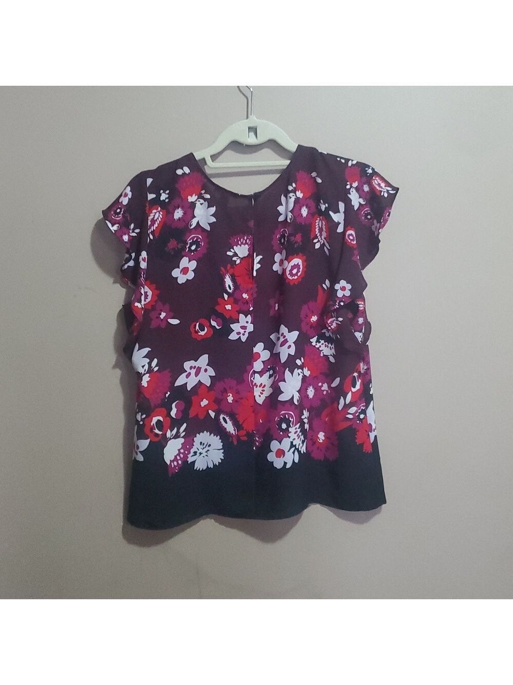 Ann Taylor Floral Blouse - Burgundy and Pink Size Small - Picture 4 of 5